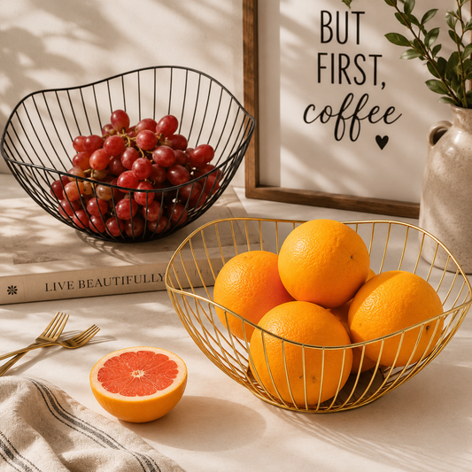 Geometric Metal Fruit Bowl | Modern Decorative Kitchen and Dining Bowl