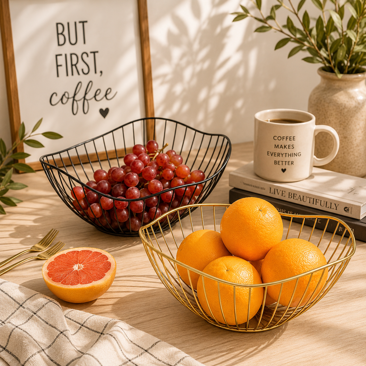 Geometric Metal Fruit Bowl | Modern Decorative Kitchen and Dining Bowl