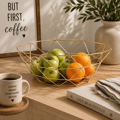 Geometric Metal Fruit Bowl | Modern Decorative Kitchen and Dining Bowl