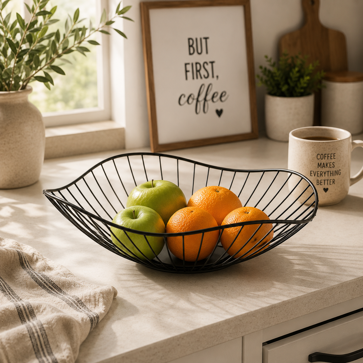 Geometric Metal Fruit Bowl | Modern Decorative Kitchen and Dining Bowl