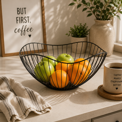 Geometric Metal Fruit Bowl | Modern Decorative Kitchen and Dining Bowl