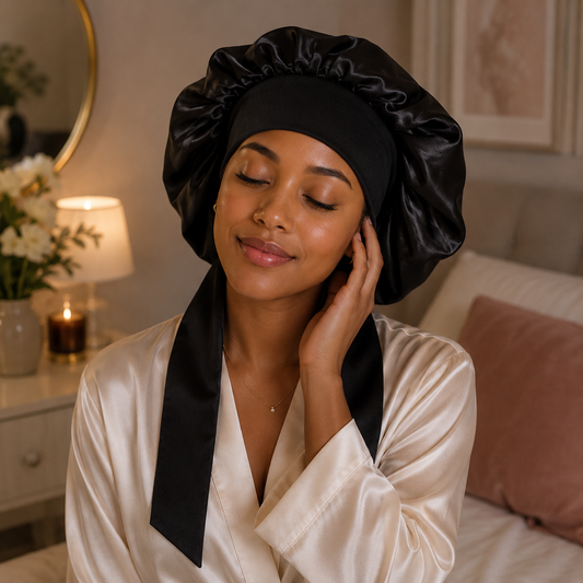 Satin Adjustable Night Sleep Cap for Curly Hair