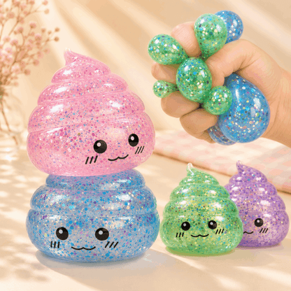 Glitter Poo Squishy Stress Ball Funny Stretch Fidget Toy