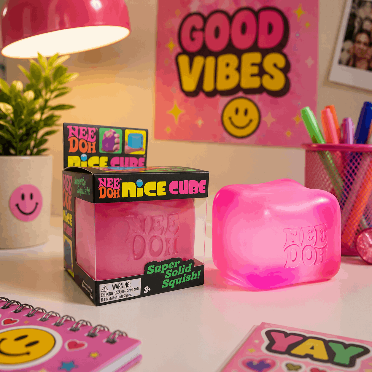 Pink NeeDoh Nice Cube Sensory Stress Relief Fidget Toy