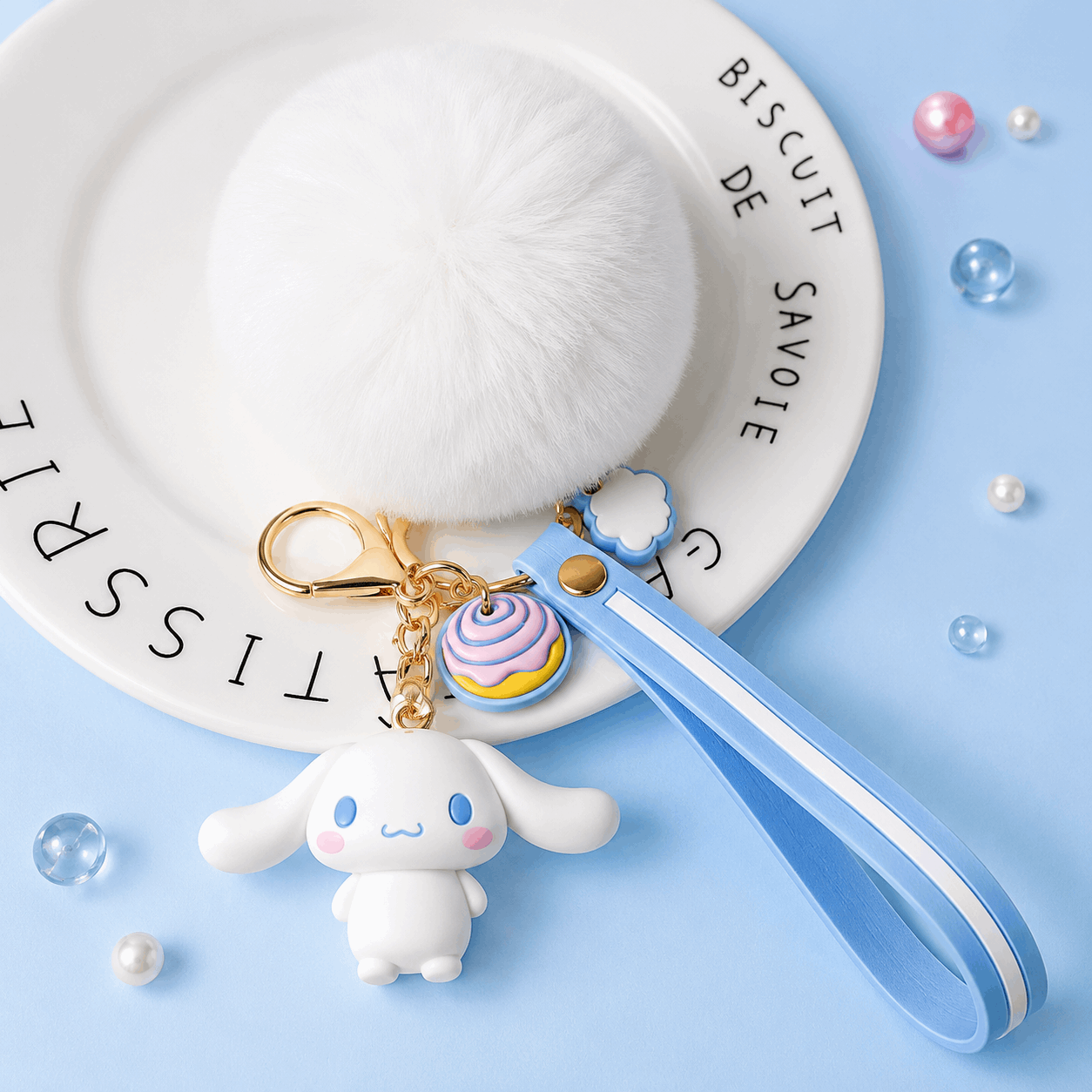 Cinamorol Sanrio Fur Ball Keychain Hello Kitty Kuromi Bag Charm