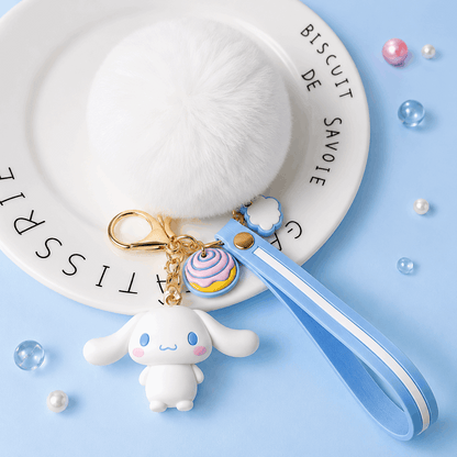 Cinamorol Sanrio Fur Ball Keychain Hello Kitty Kuromi Bag Charm