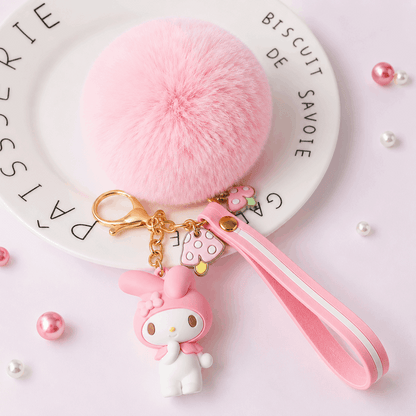 My Melody Sanrio Fur Ball Keychain Hello Kitty Kuromi Bag Charm