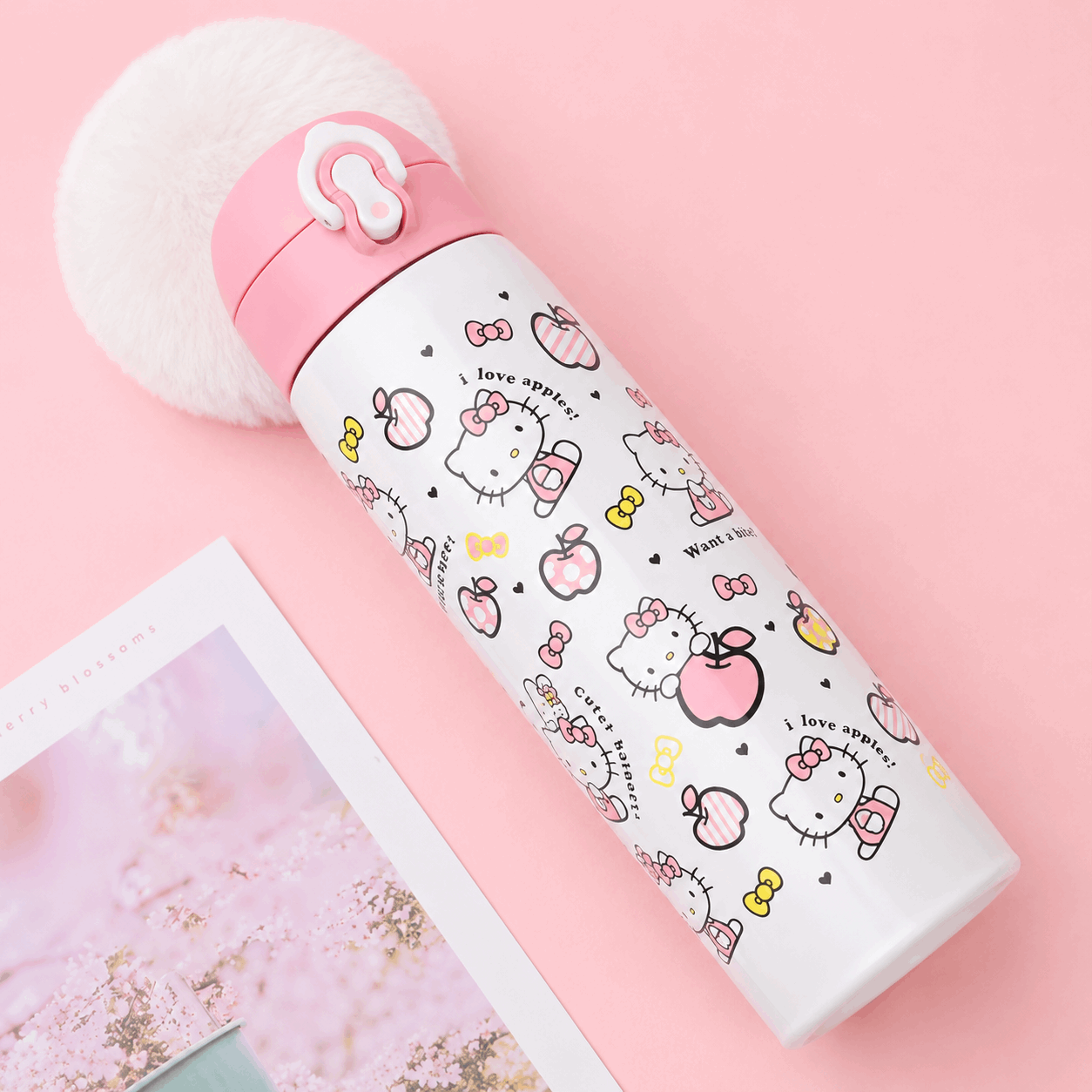 Sanrio Hello Kitty Insulated Water Bottle | Stainless Steel Straw Thermos Flask