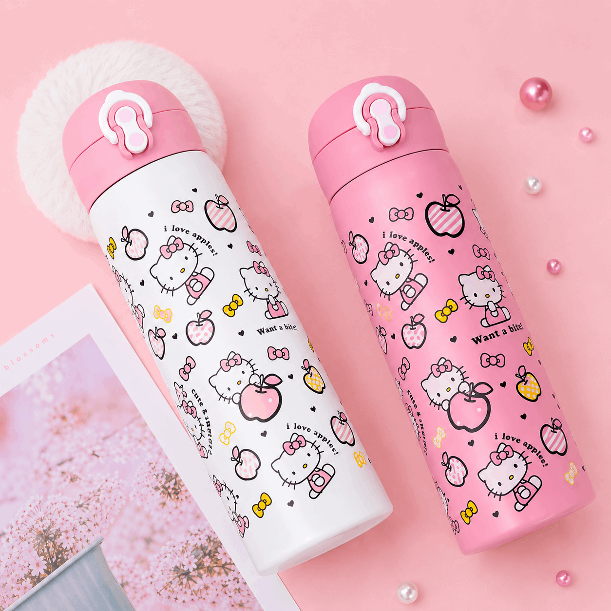 Sanrio Hello Kitty Insulated Water Bottle | Stainless Steel Straw Thermos Flask