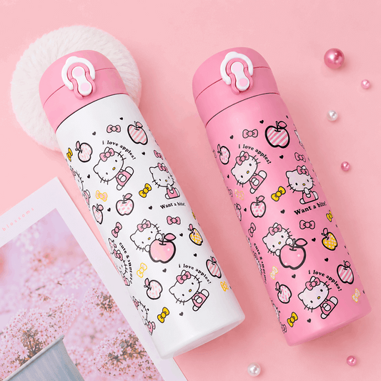 Sanrio Hello Kitty Insulated Water Bottle | Stainless Steel Straw Thermos Flask