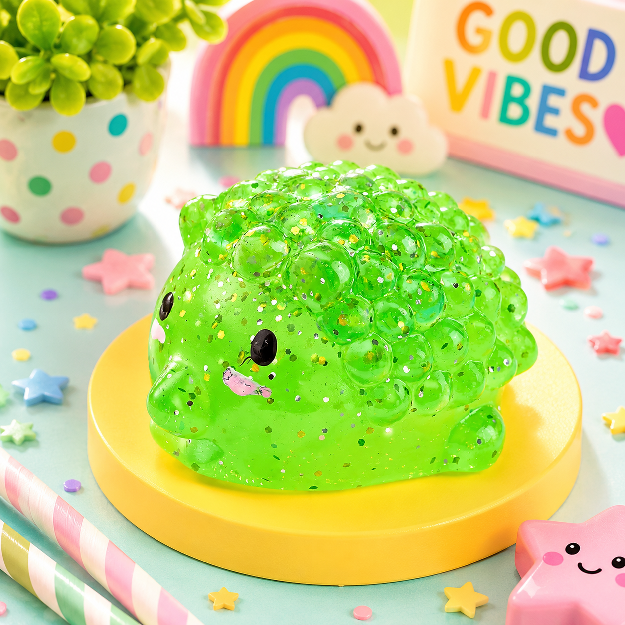 Glitter Squishy Mochi Fidget Toys | Cute Sensory Stress Relief Squeeze Toys