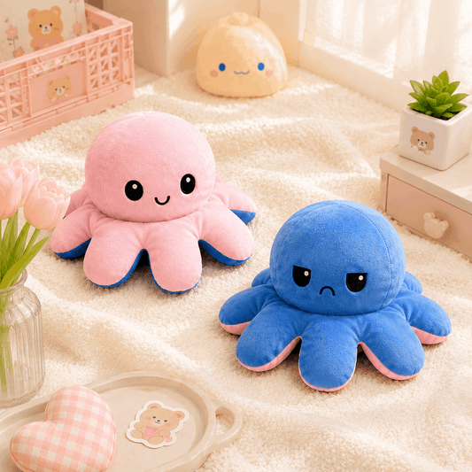 Reversible Feelings Octopus Plush Toy | Double Sided Mood Flip Plushie