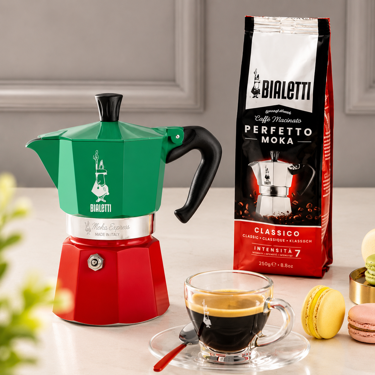 Bialetti Moka Express Tricolore Italia | Italian Stovetop Espresso Coffee Maker