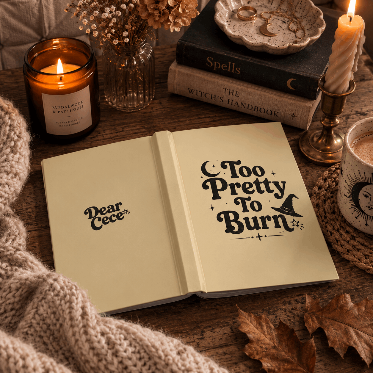 Too Pretty To Burn Hardcover Journal | Witchy Aesthetic Notebook