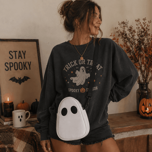 Vintage Halloween Ghost Crossbody Bag | Spooky Shoulder Handbag for Women