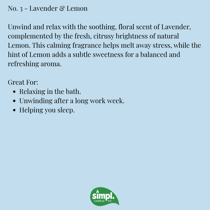 Simpl Candle Co - Lavender & Lemon Vegan Candle