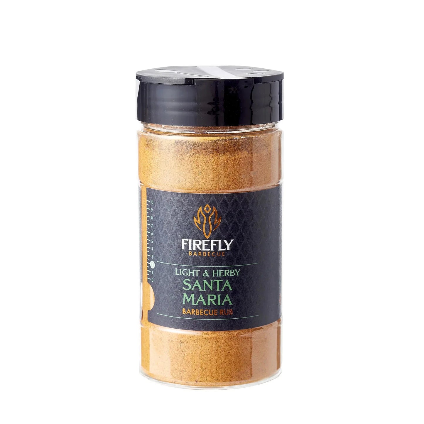 Jar of Firefly Light & Herby Santa Maria barbecue rub on a white background