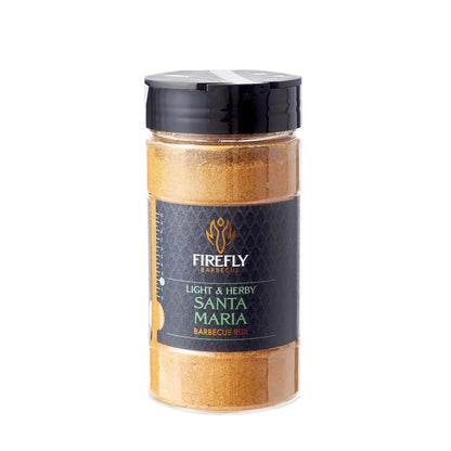 Jar of Firefly Light & Herby Santa Maria barbecue rub on a white background
