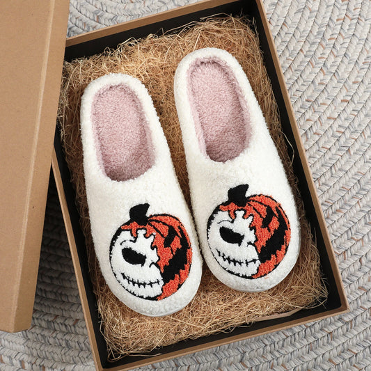 Halloween Pumpkin Embroidered Slippers