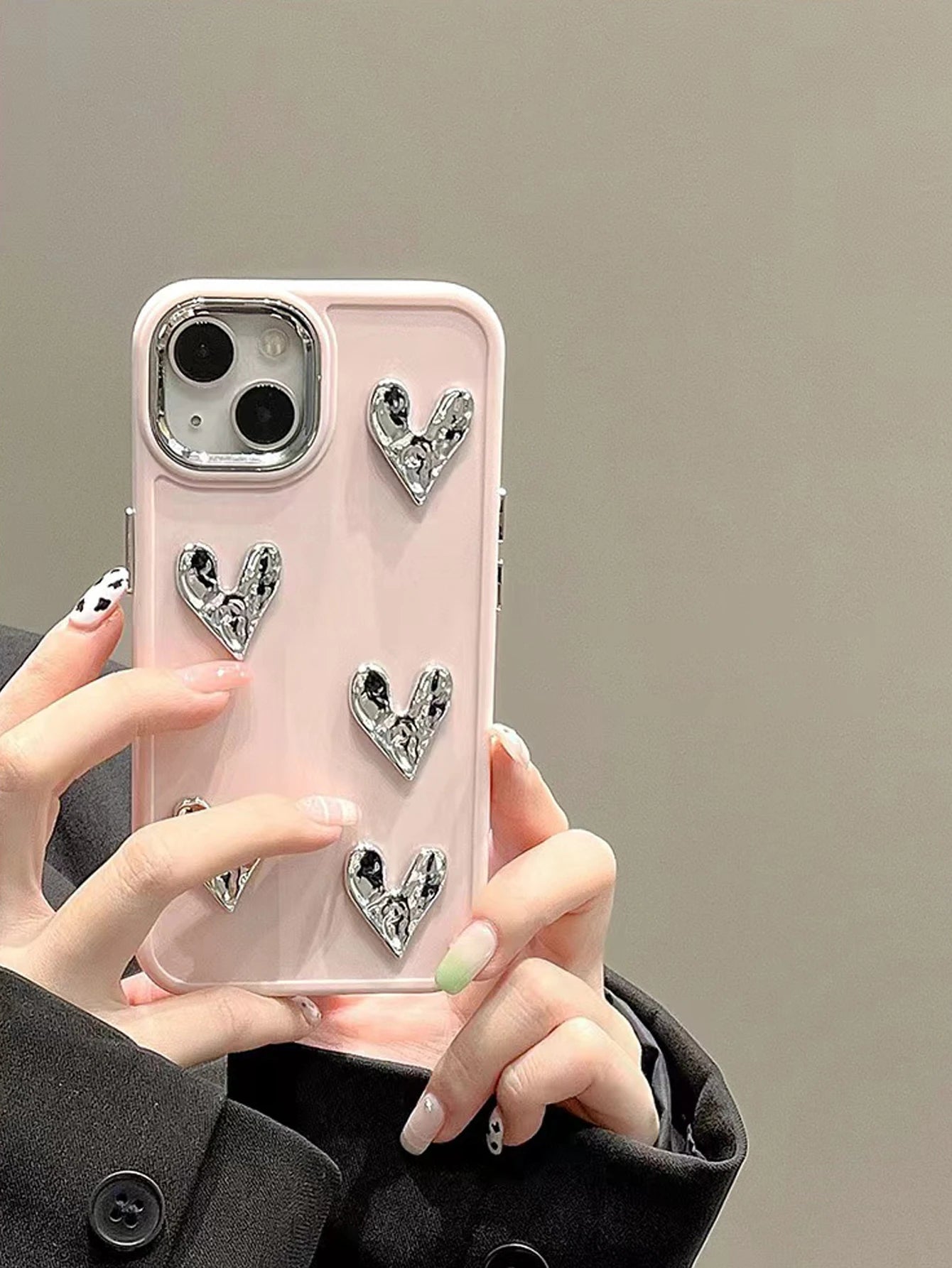 Pink Crinkle Heart Silicone iPhone Case