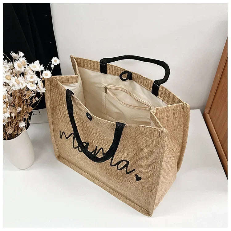 Mama Natural Jute Tote Bag