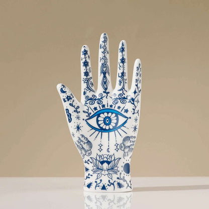 Hamsa Evil Eye Ceramic Hand Ring Holder