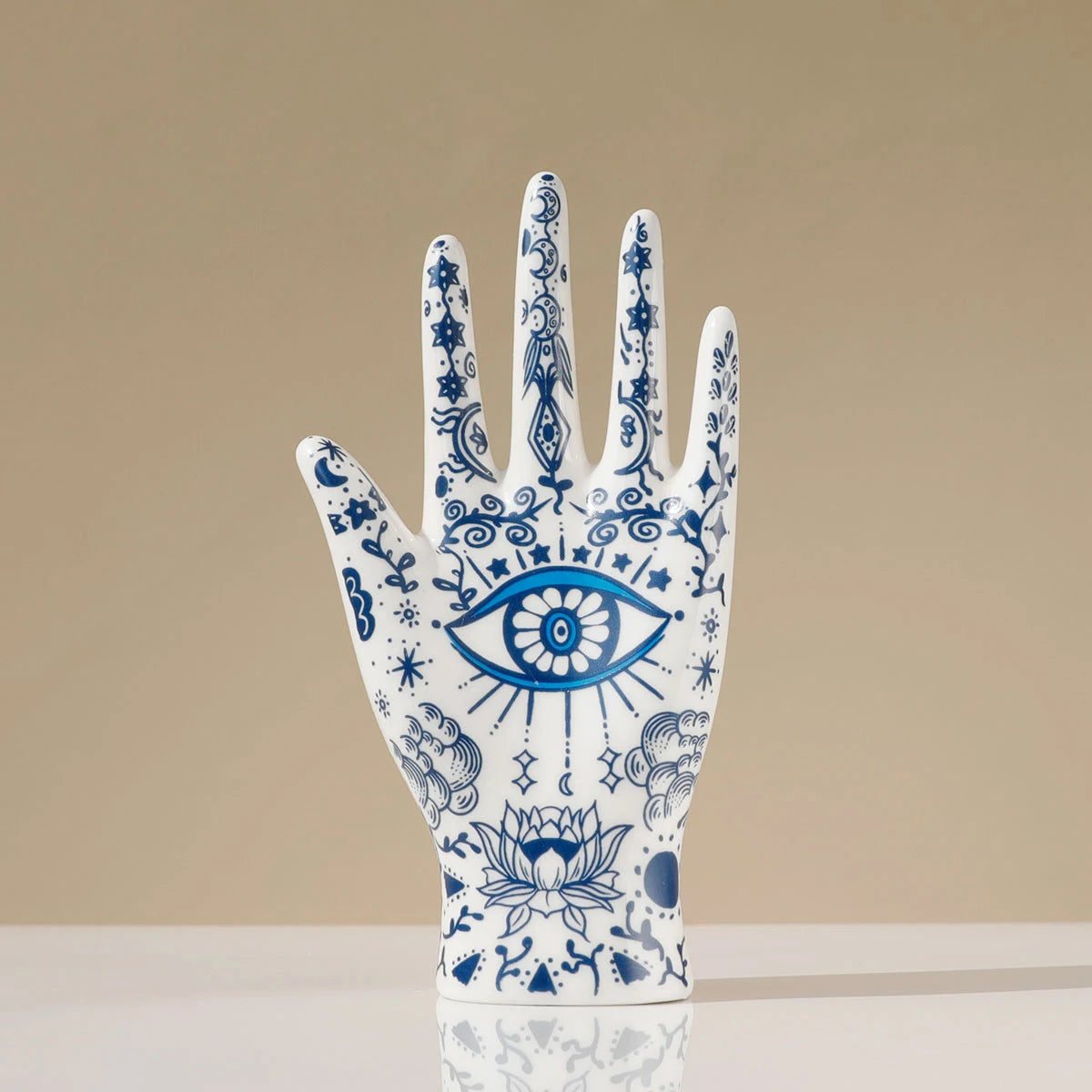 Hamsa Evil Eye Ceramic Hand Ring Holder