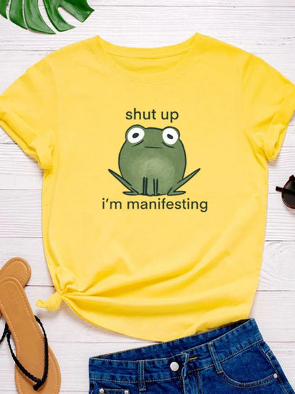 I'm Manifesting Frog Print Graphic T Shirt - T Shirts from Dear Cece - Just £14.99! Shop now at Dear Cece