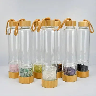 Natural Crystal Infused Bamboo Glass Water Bottle