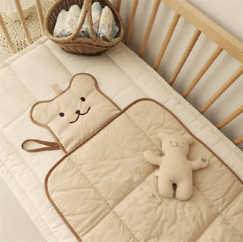 Teddy Bear Quilted Travel Baby Changing Mat