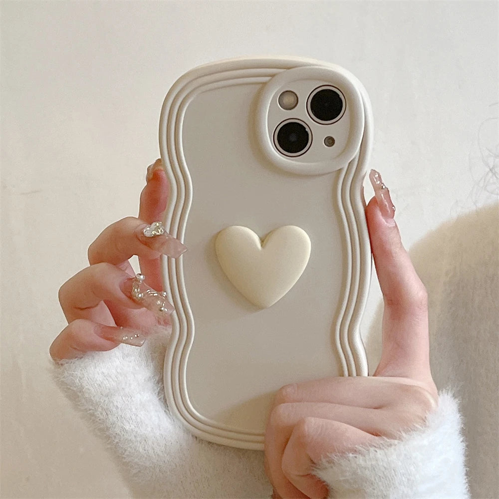 Wave Texture 3D Love Heart Soft iPhone Case - phone case from Dear Cece - Just £12.99! Shop now at Dear Cece