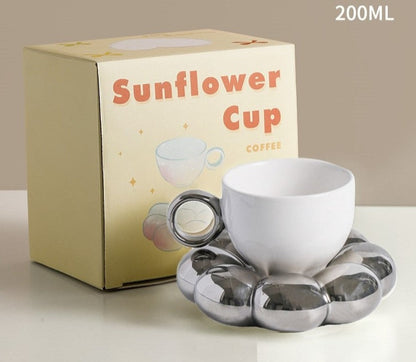 Ceramic Sunflower Bubble Cup and Saucer 200ml - Mugs from Dear Cece - Just £19.99! Shop now at Dear Cece