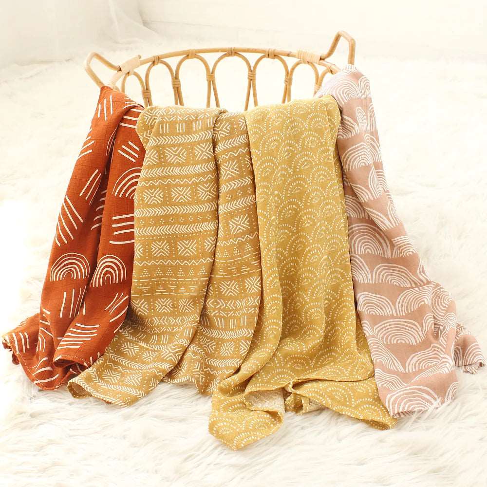 Bamboo Cotton Muslin Swaddle Baby Blanket various colours