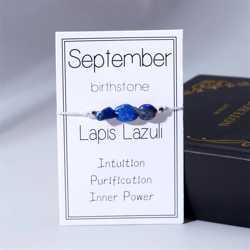 September Natural Stone Birthstone Wish Bracelet