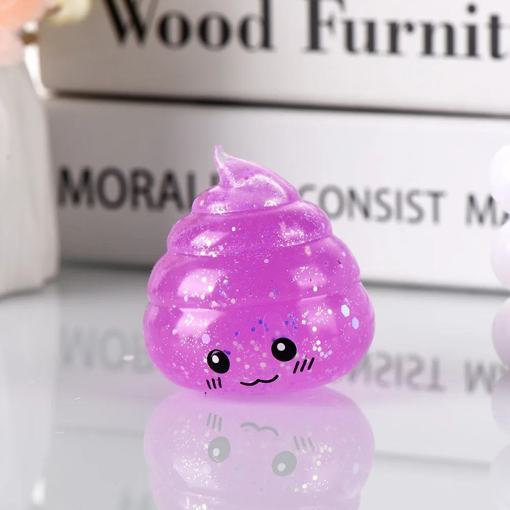 pink Glitter Poo Squishy Stress Ball Funny Stretch Fidget Toy