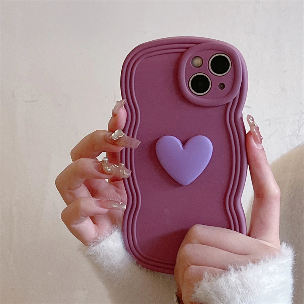 Wave Texture 3D Love Heart Soft iPhone Case - phone case from Dear Cece - Just £12.99! Shop now at Dear Cece