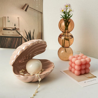 pink Ceramic Oyster Shell Pearl Night Light