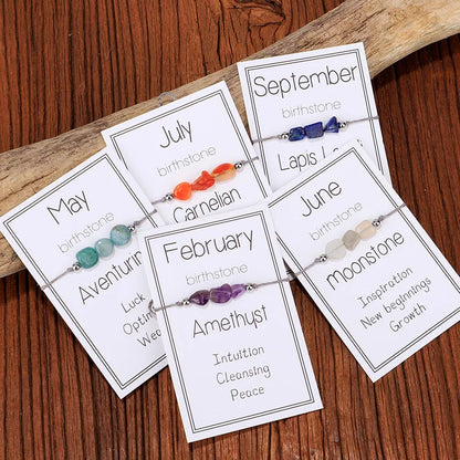 Natural Stone Birthstone Wish Bracelets