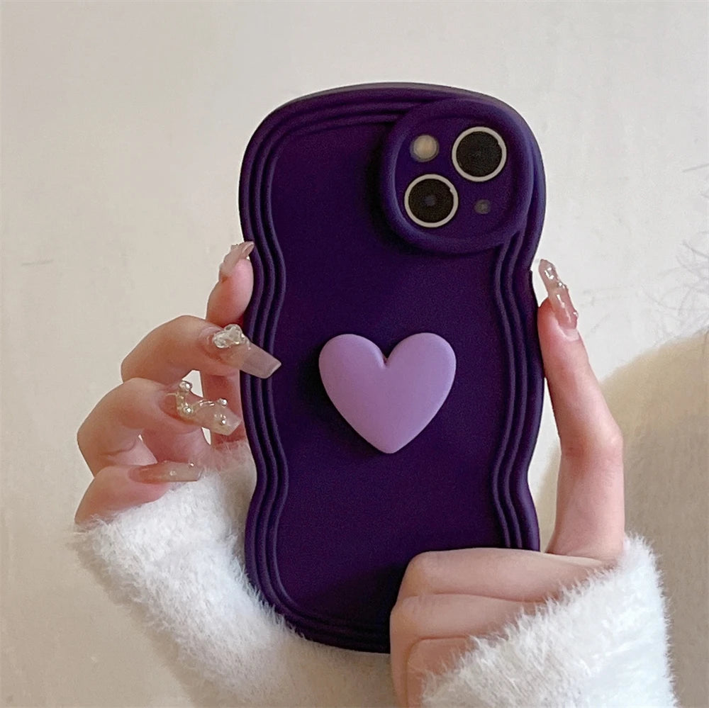 Wave Texture 3D Love Heart Soft iPhone Case - phone case from Dear Cece - Just £12.99! Shop now at Dear Cece