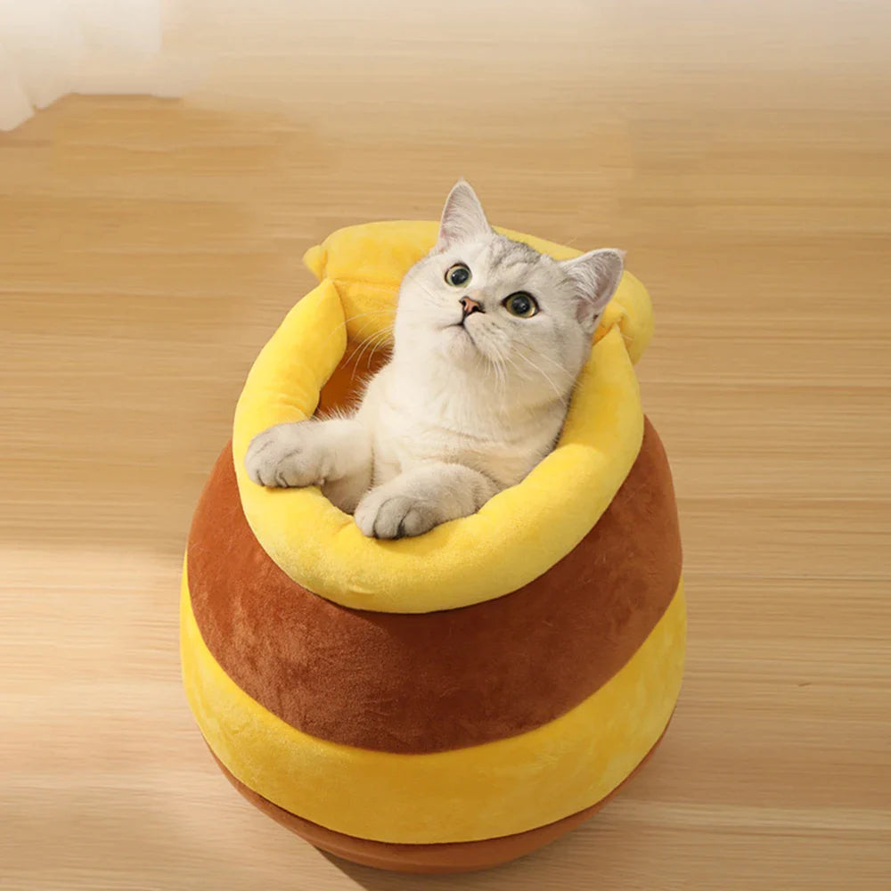 Honey Pot Plush Cat Bed - Cat Bed from Dear Cece - Just £19.99! Shop now at Dear Cece