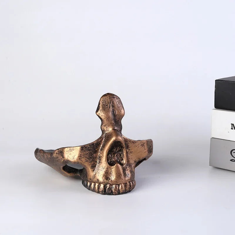 Resin Bronze Skull Head Glasses Stand without glasses