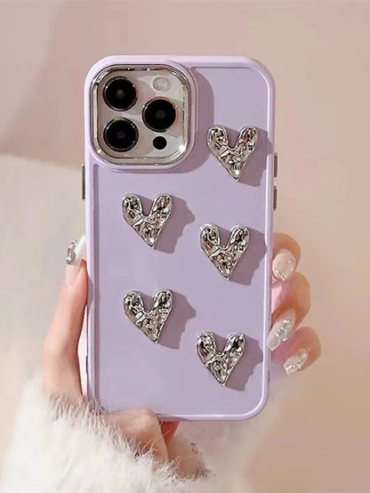 Lilac Crinkle Heart Silicone iPhone Case