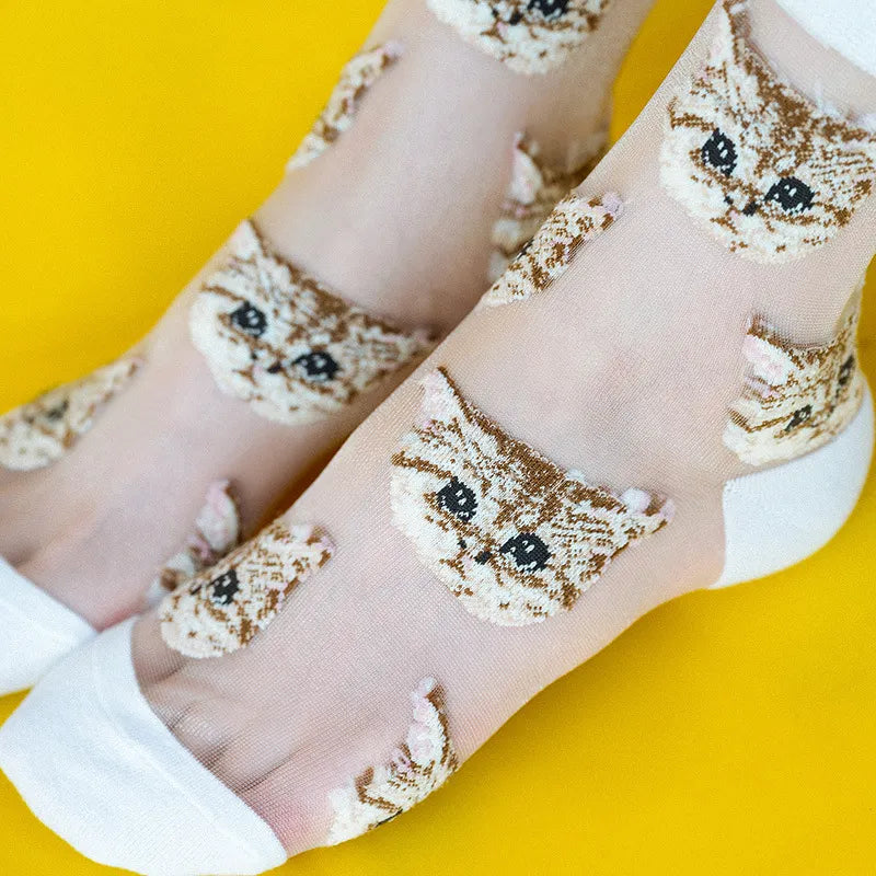Transparent Cute Cat Socks