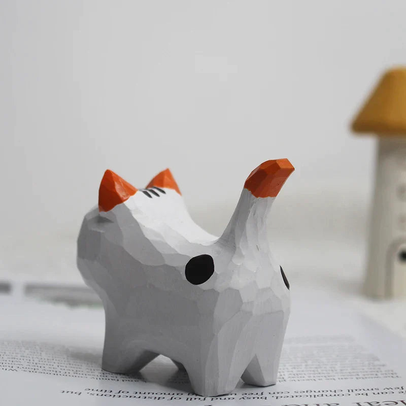 Handmade Wood Carved Kitty Cat - Animal from Dear Cece - Just £9.99! Shop now at Dear Cece