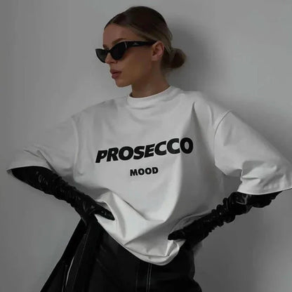 Prosecco Mood Oversized Graphic Print T Shirt - T Shirts from Dear Cece - Just £17.99! Shop now at Dear Cece