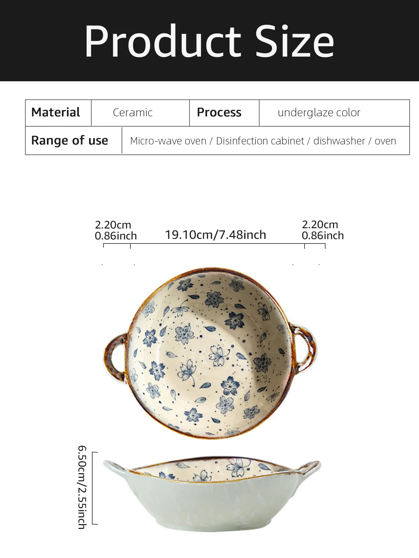 Traditional Japanese Ceramic Noodle Bowl - Blue
