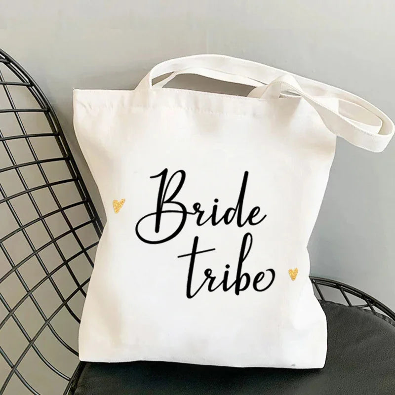 bride Tribe white tote bag - wedding party gift