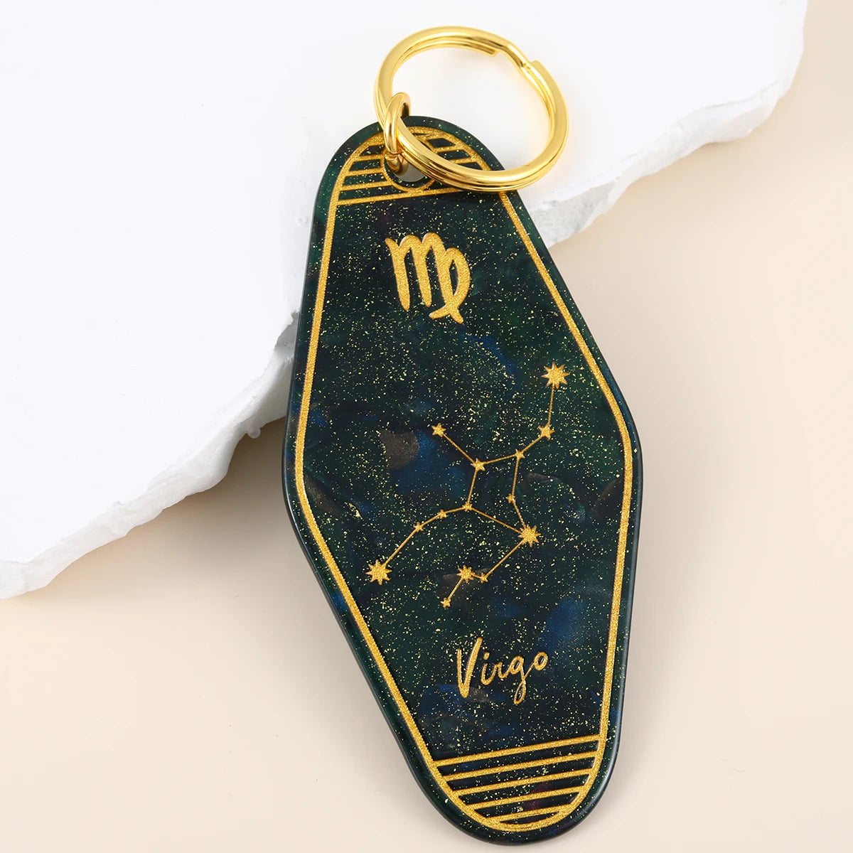 Zodiac Star Sign Retro Motel Keychain