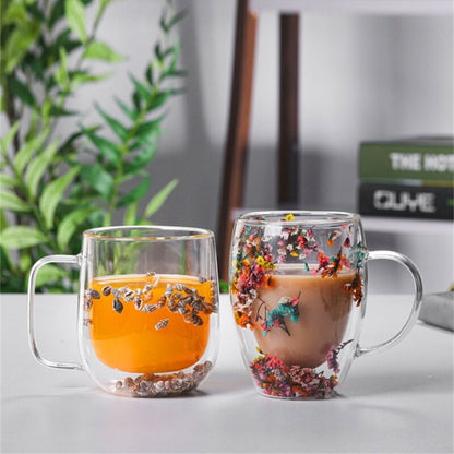 Dried Flower and Shell Glass Mugs together