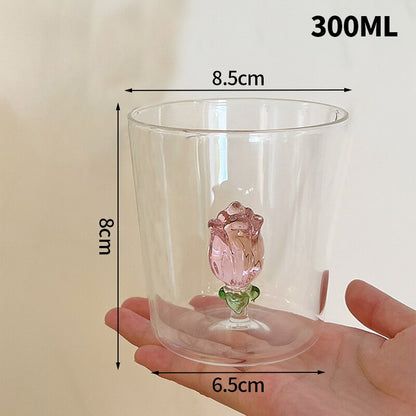 Blossoming Rose Pink 3D Flower Glass Mug - Mugs from Dear Cece - Just £12.99! Shop now at Dear Cece